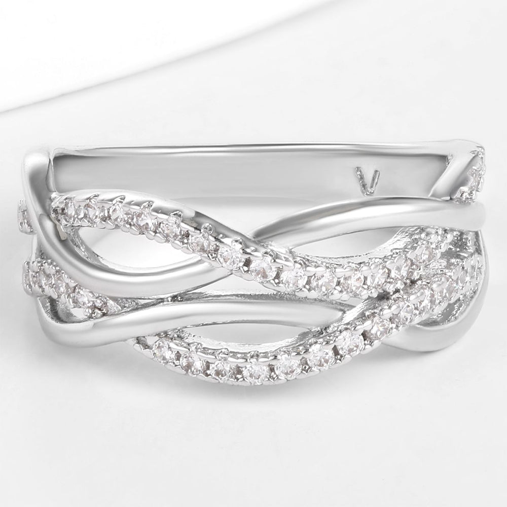 Pozlacená slitina Prsten s Bílým Emporia® Křišťálem přibližná hmotnost: 10 gramů