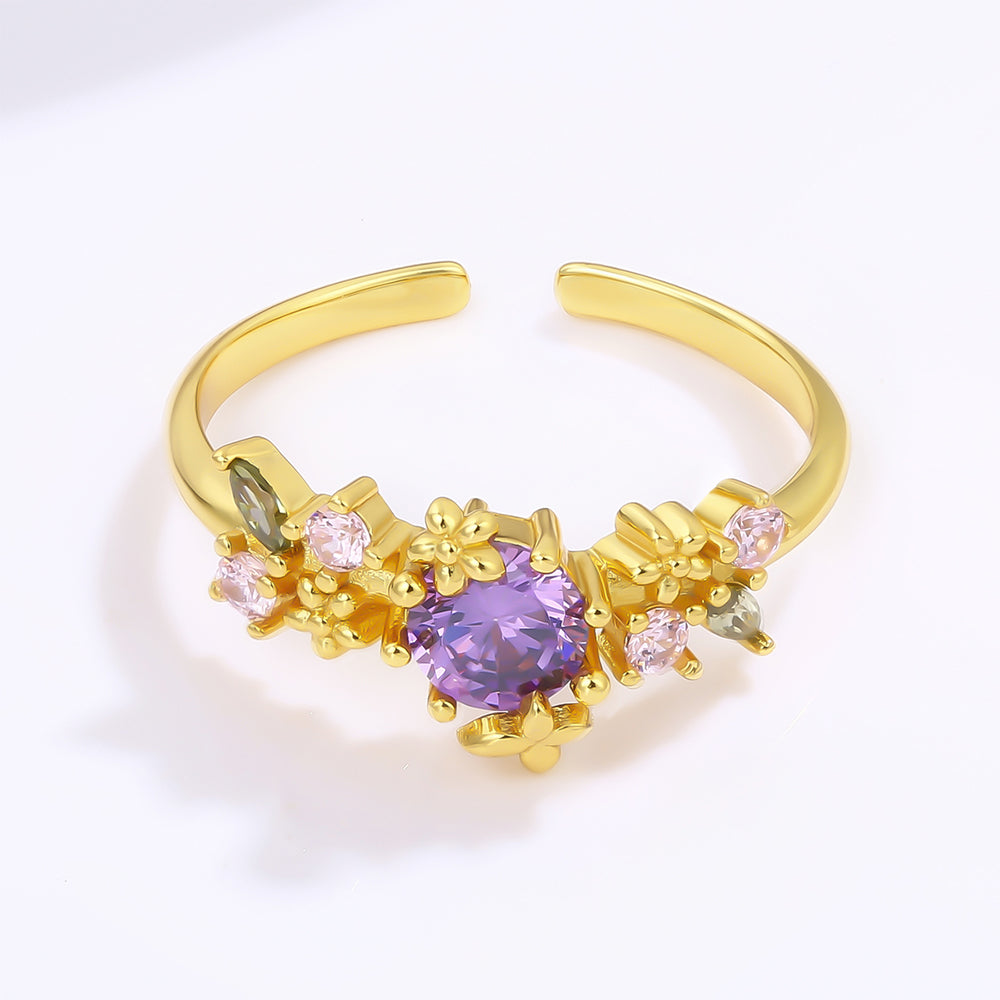 Pozlacená slitina Prsten s Fialovým Emporia® Křišťálem a Růžovým Emporia® Křišťálem přibližná hmotnost: 10 gramů