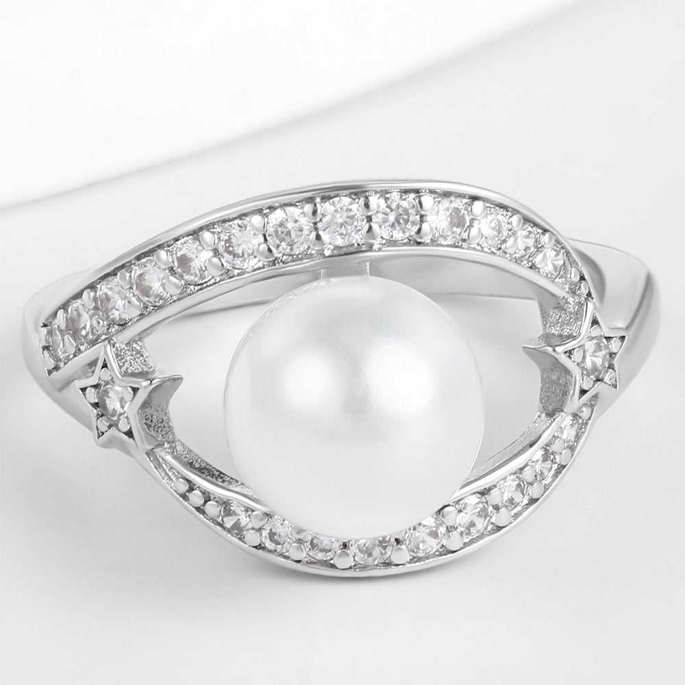 Pozlacená slitina Prsten s Bílým Emporia® Křišťálem přibližná hmotnost: 10 gramů