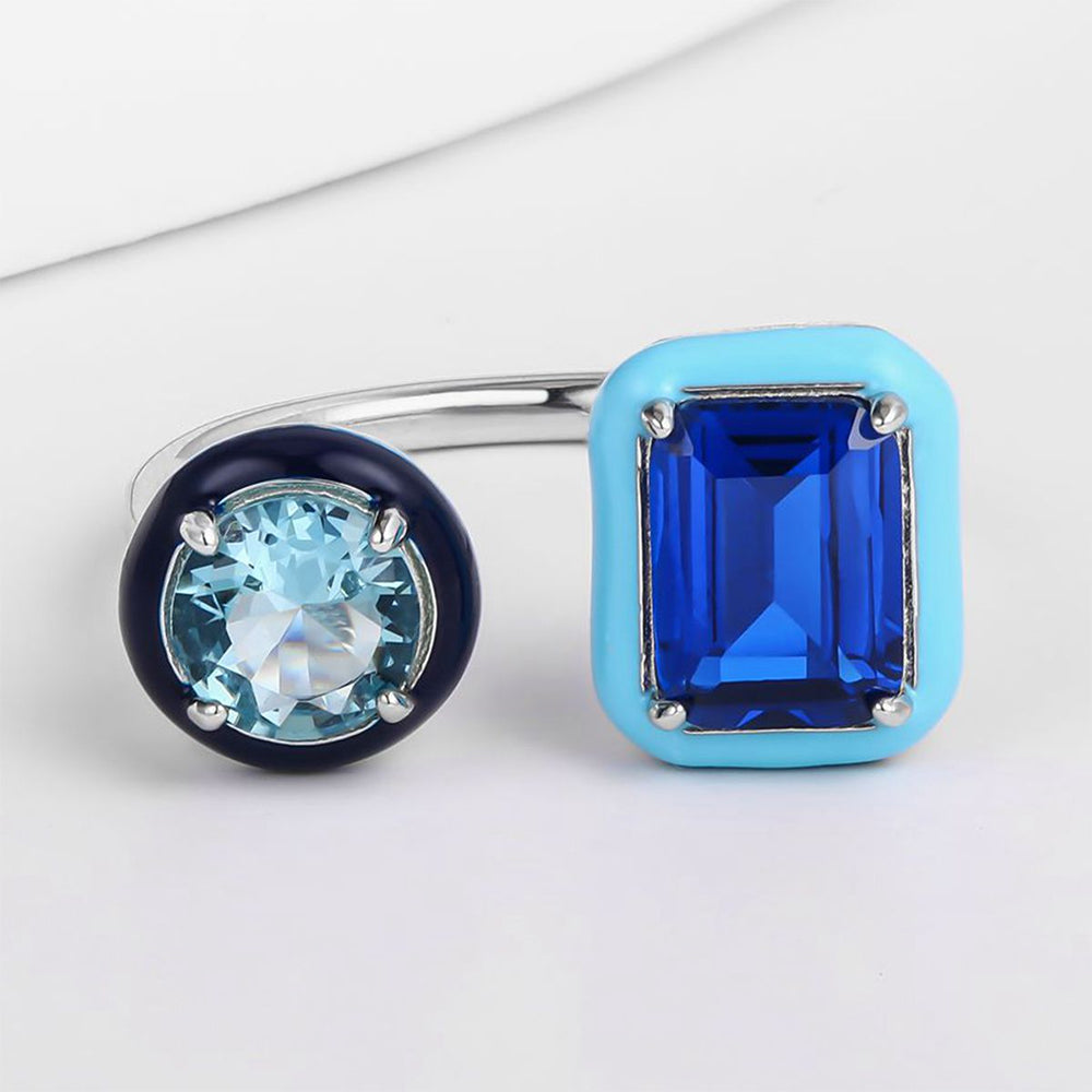 Pozlacená slitina Prsten s Modrým Emporia® Křišťálem přibližná hmotnost: 10 gramů