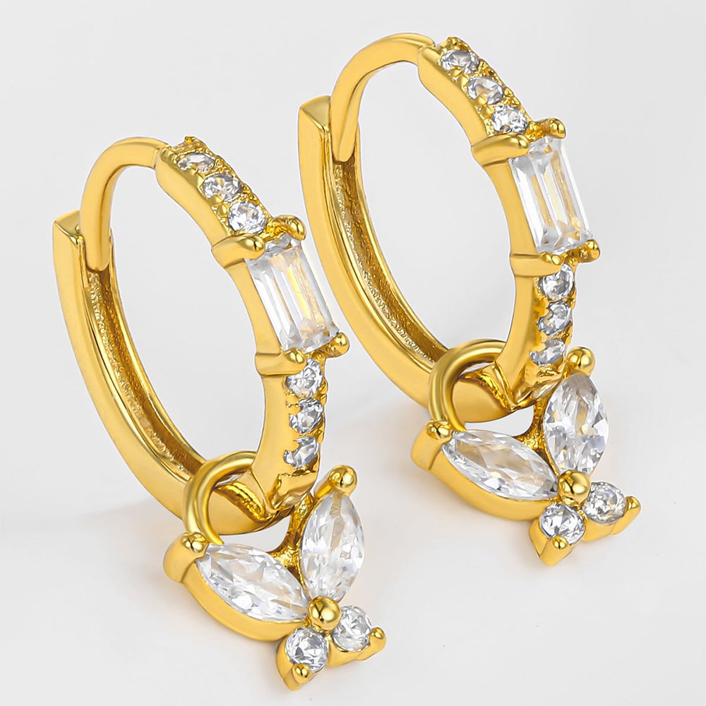 Pozlacená slitina Náušnice s Bílým Emporia® Křišťálem přibližná hmotnost: 10 gramů