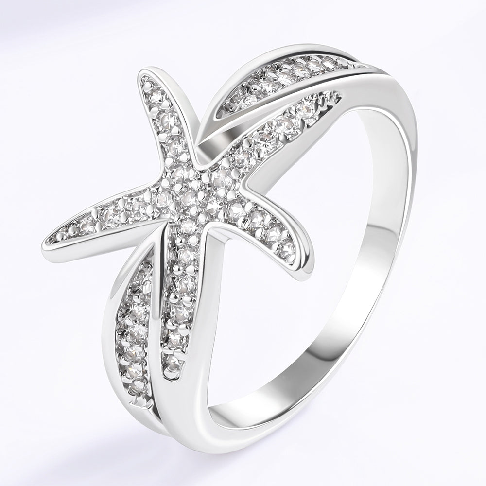 Pozlacená slitina Prsten s Bílým Emporia® Křišťálem přibližná hmotnost: 10 gramů