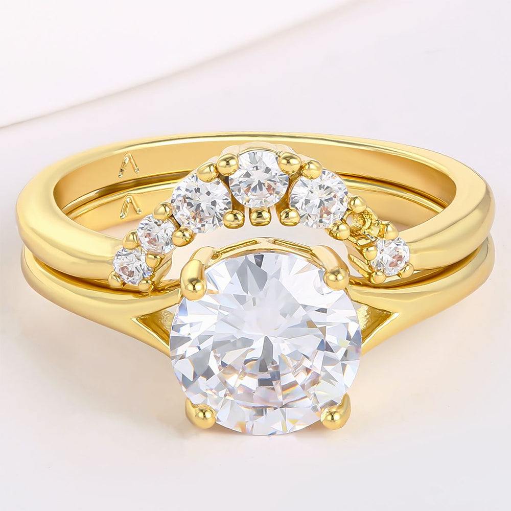 Pozlacená slitina Prsten s Bílým Emporia® Křišťálem přibližná hmotnost: 10 gramů