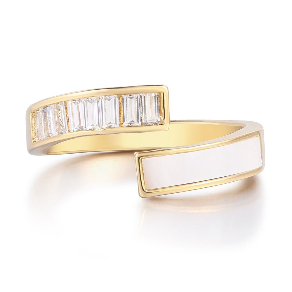 Pozlacená slitina Prsten s Bílým Emporia® Křišťálem a se Smaltem přibližná hmotnost: 10 gramů