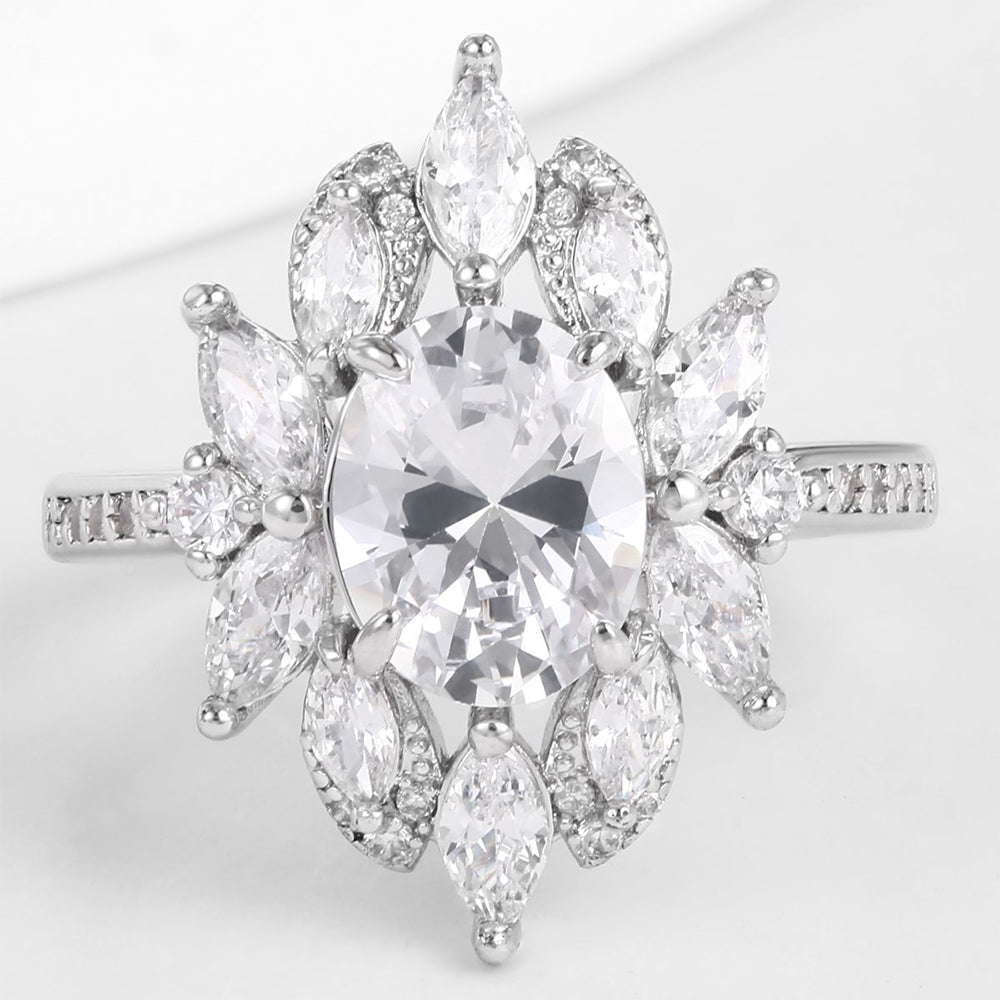 Pozlacená slitina Prsten s Bílým Emporia® Křišťálem přibližná hmotnost: 10 gramů