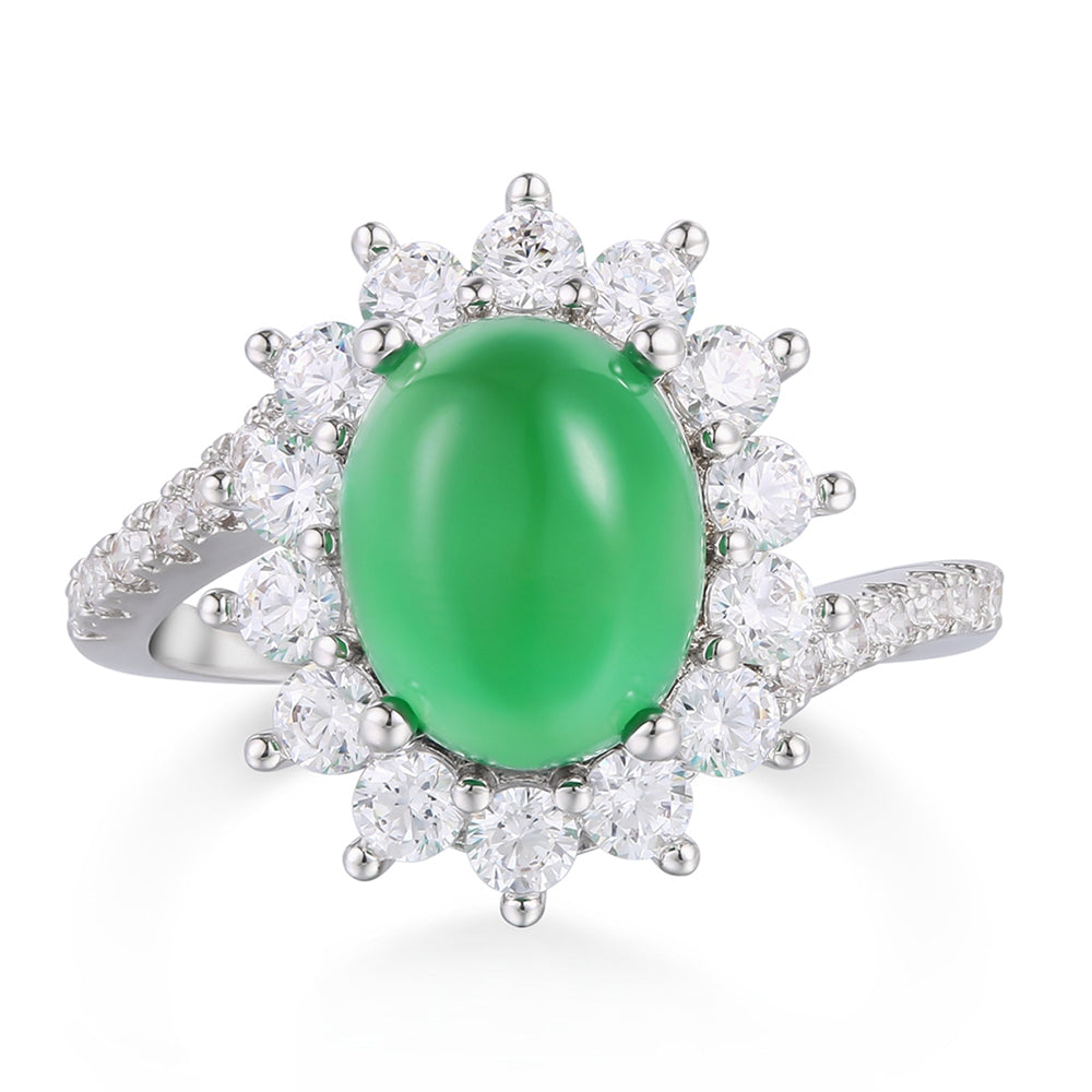 Pozlacená slitina Prsten se Zeleným Emporia® Křišťálem a Bílým Emporia® Křišťálem přibližná hmotnost: 10 gramů