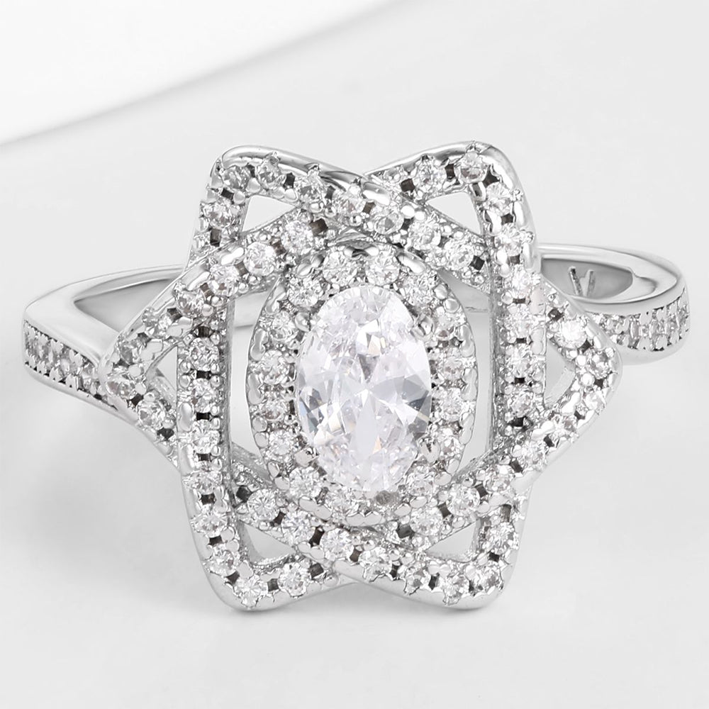 Pozlacená slitina Prsten s Bílým Emporia® Křišťálem přibližná hmotnost: 10 gramů