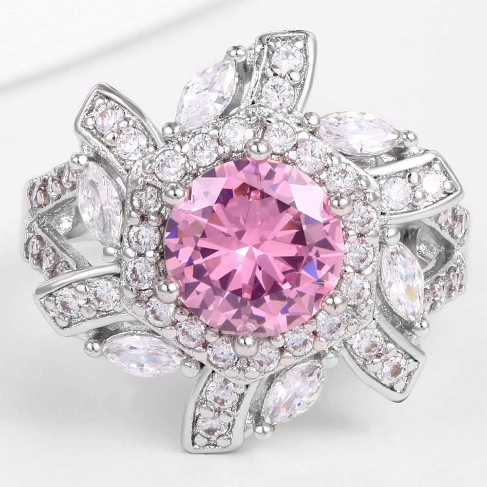 Pozlacená slitina Prsten s Růžovým Emporia® Křišťálem a Bílým Emporia® Křišťálem přibližná hmotnost: 10 gramů