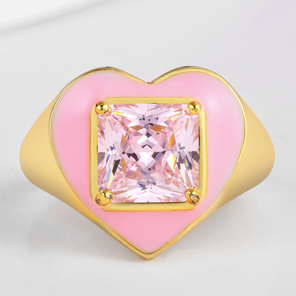 Pozlacená slitina Prsten s Růžovým Emporia® Křišťálem a se Smaltem přibližná hmotnost: 10 gramů