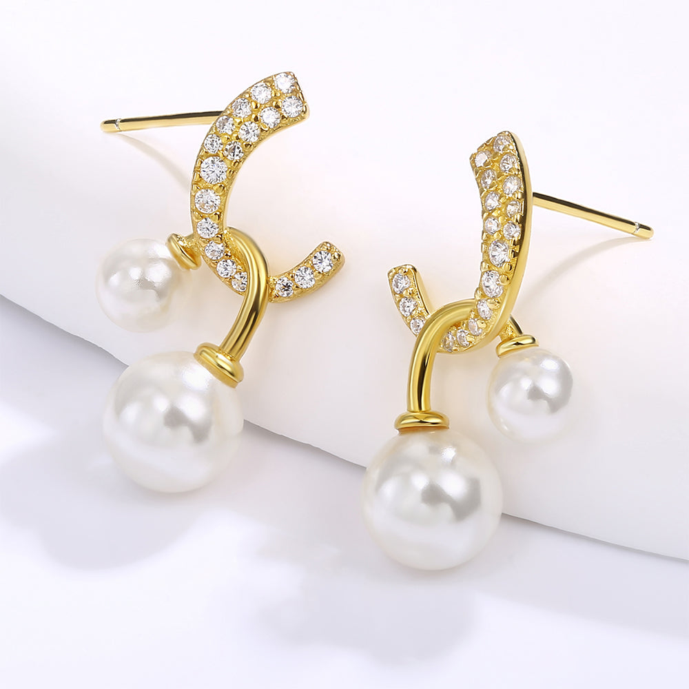 Pozlacená slitina Náušnice s Bílým Emporia® Křišťálem a se Smaltem přibližná hmotnost: 10 gramů