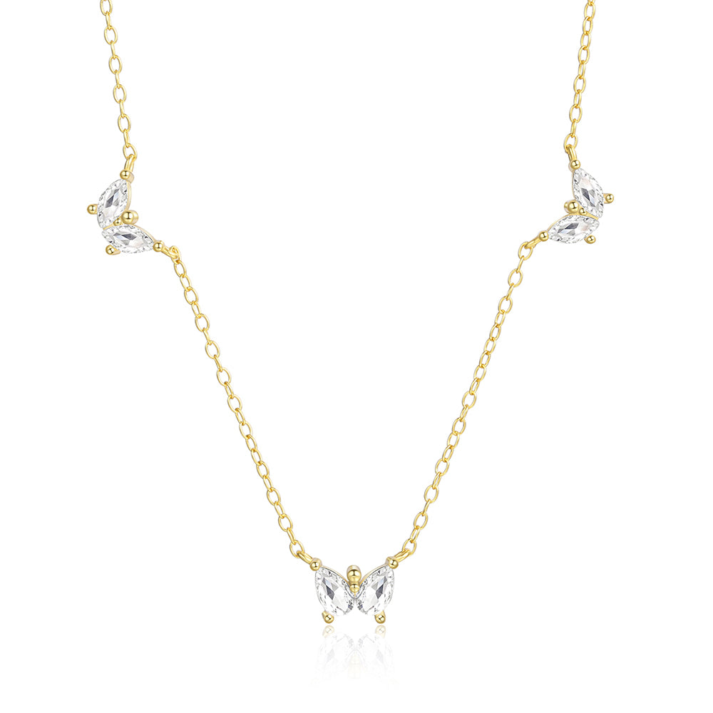 Pozlacená slitina Náhrdelník s Bílým Emporia® Křišťálem přibližná hmotnost: 10 gramů