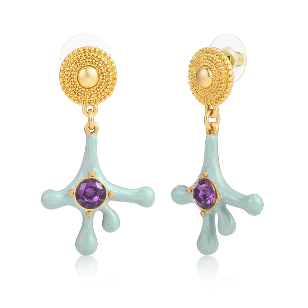 Pozlacená slitina Náušnice s Fialovým Emporia® Křišťálem a se Smaltem přibližná hmotnost: 10 gramů