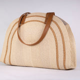 Large Straw Tote Bag with Faux Leather Handles 37*30*12 cm