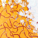 Květinové objetí, šála, 85 x 180 cm, Oranžová, 100% veganské hedvábí