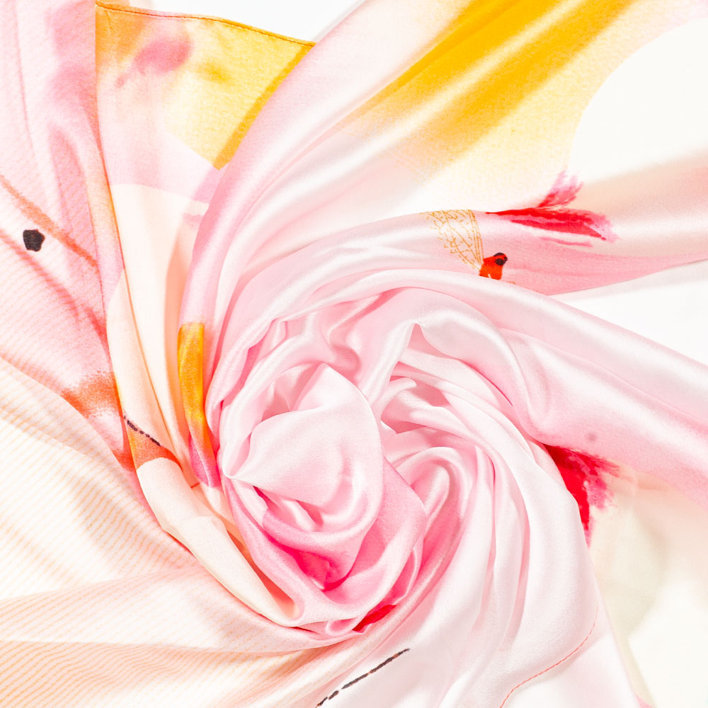 Noční lotus, šála, 85 x 180 cm, Oranžová, 100% veganské hedvábí