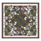 Iris Meadow Scarf, Forest Green, 90 cm x 90 cm, 100% Silk