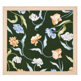 Hedvábný šátek Emerald Flowers, smaragdově zelený, 90 × 90 cm