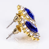 Pozlacená Slitinová Sada s Modrým Emporia® Křišťálem a Bílým Emporia® Křišťálem ( Náhrdelník+Náušnice )