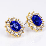 Pozlacená Slitinová Sada s Modrým Emporia® Křišťálem a Bílým Emporia® Křišťálem ( Náhrdelník+Náušnice )