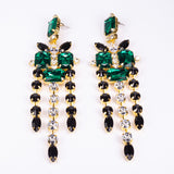 Pozlacená Slitinová Sada se Zeleným Emporia® Křišťálem a Bílým Emporia® Křišťálem ( Náhrdelník+Náušnice )