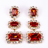 Pozlacená Slitinová Sada s Červeným Emporia® Křišťálem a Bílým Emporia® Křišťálem ( Náhrdelník+Náušnice )