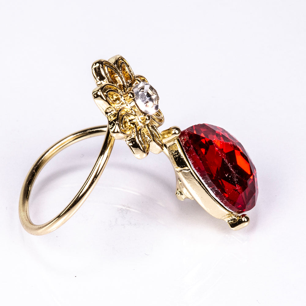 Pozlacená Slitinová Sada s Červeným Emporia® Křišťálem a Bílým Emporia® Křišťálem ( Náhrdelník+Náušnice )