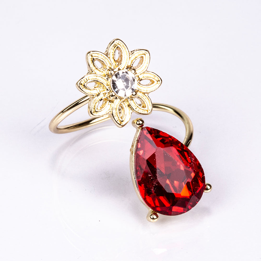 Pozlacená Slitinová Sada s Červeným Emporia® Křišťálem a Bílým Emporia® Křišťálem ( Náhrdelník+Náušnice )