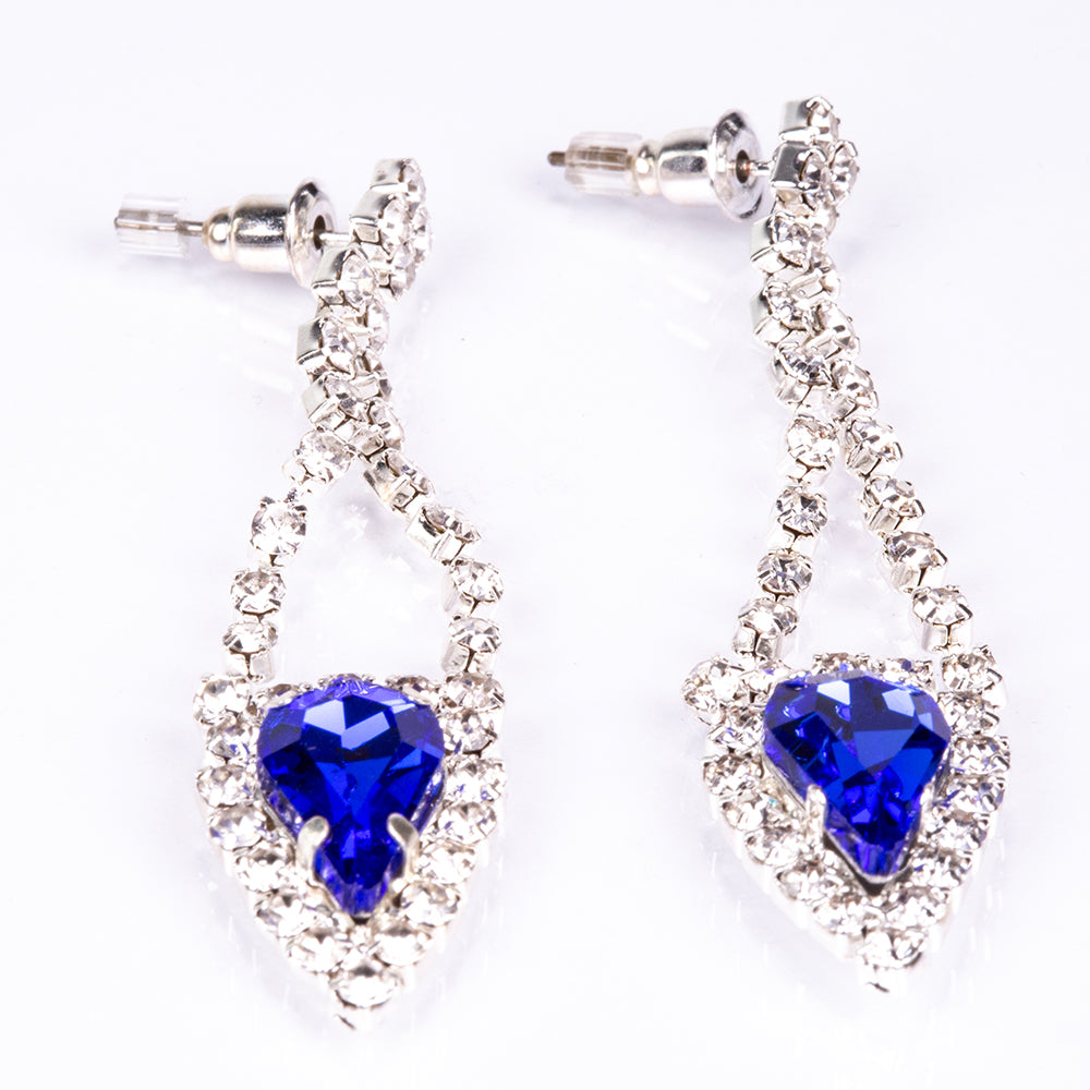 Pozlacená Slitinová Sada s Modrým Emporia® Křišťálem a Bílým Emporia® Křišťálem ( Náhrdelník+Náušnice )