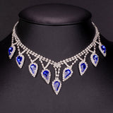 Pozlacená Slitinová Sada s Modrým Emporia® Křišťálem a Bílým Emporia® Křišťálem ( Náhrdelník+Náušnice )