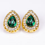 Pozlacená Slitinová Sada se Zeleným Emporia® Křišťálem a Bílým Emporia® Křišťálem ( Náhrdelník+Náušnice+Náramek+Prsten+Přívěsek )