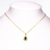 Pozlacená Slitinová Sada se Zeleným Emporia® Křišťálem a Bílým Emporia® Křišťálem ( Náhrdelník+Náušnice+Náramek+Prsten+Přívěsek )