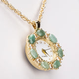 Pozlacený Slitinový Náhrdelník se Smaragdem a Bílým Emporia® Křišťálem ( Náhrdelník+Přívěsek )