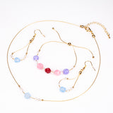 Pozlacená slitina Sada s Turmalínem ( Náhrdelník+Náušnice+Náramek )