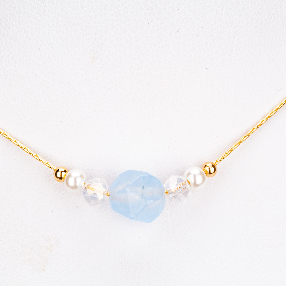 Pozlacená slitina Sada s Turmalínem ( Náhrdelník+Náušnice+Náramek )