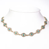 Pozlacená Slitinová Sada s Tyrkysem a Bílým Emporia® Křišťálem ( Náhrdelník+Náramek )