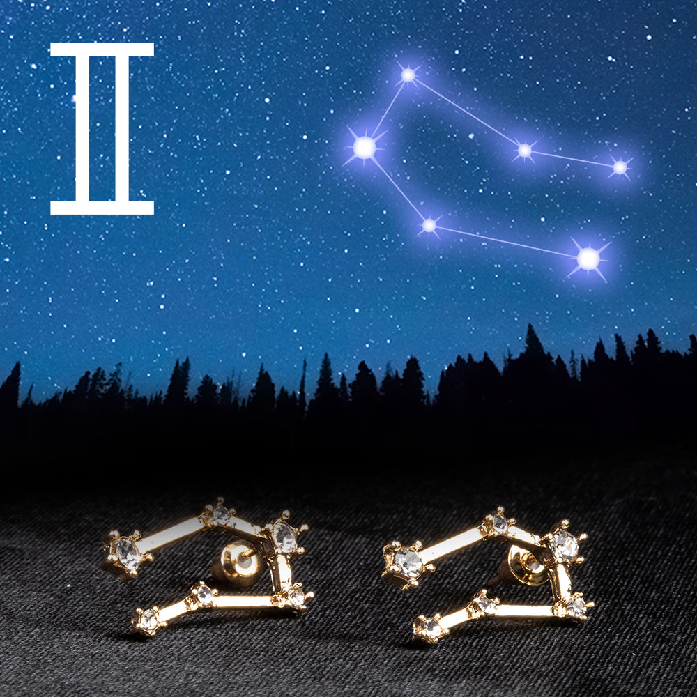 Blíženci Pozlacené Slitinové Náušnice s Bílým Emporia® Křišťálem