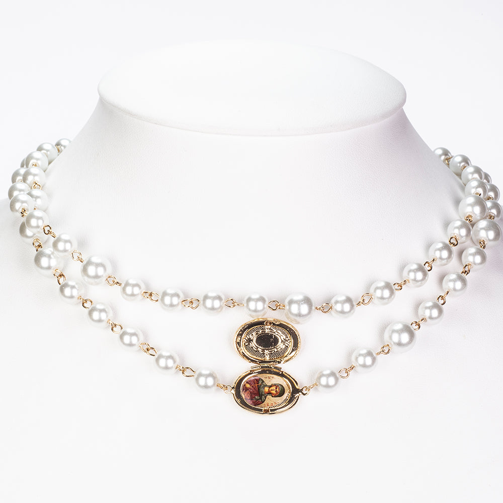 Pozlacená slitina Náhrdelník se Skleněná Perla přibližná hmotnost: 53.33 gramů