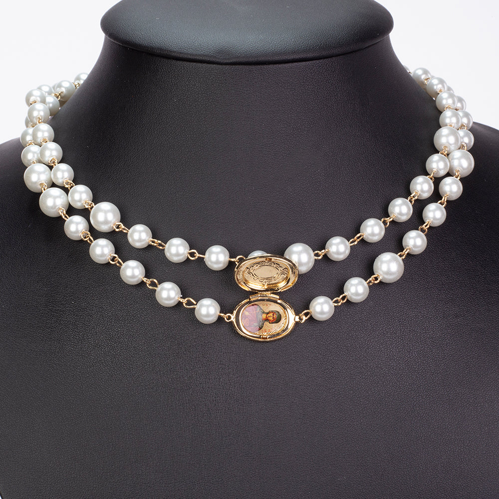 Pozlacená slitina Náhrdelník se Skleněná Perla přibližná hmotnost: 53.33 gramů