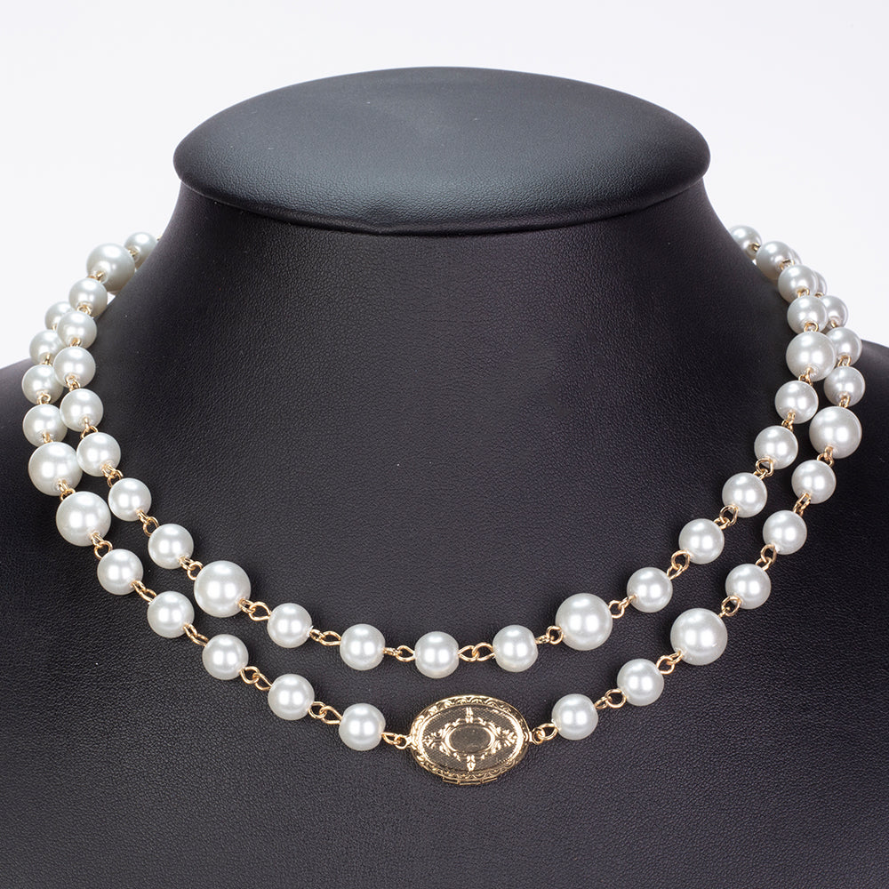 Pozlacená slitina Náhrdelník se Skleněná Perla přibližná hmotnost: 53.33 gramů