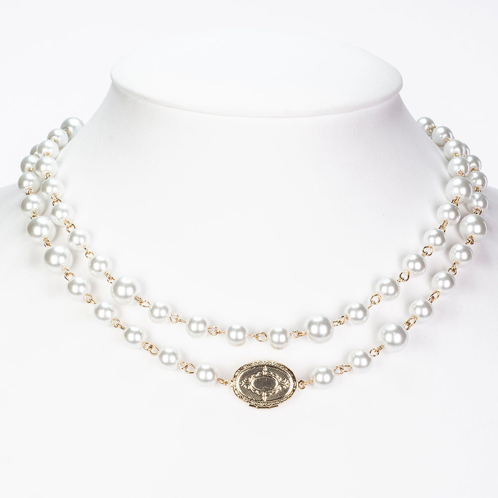 Pozlacená slitina Náhrdelník se Skleněná Perla přibližná hmotnost: 53.33 gramů