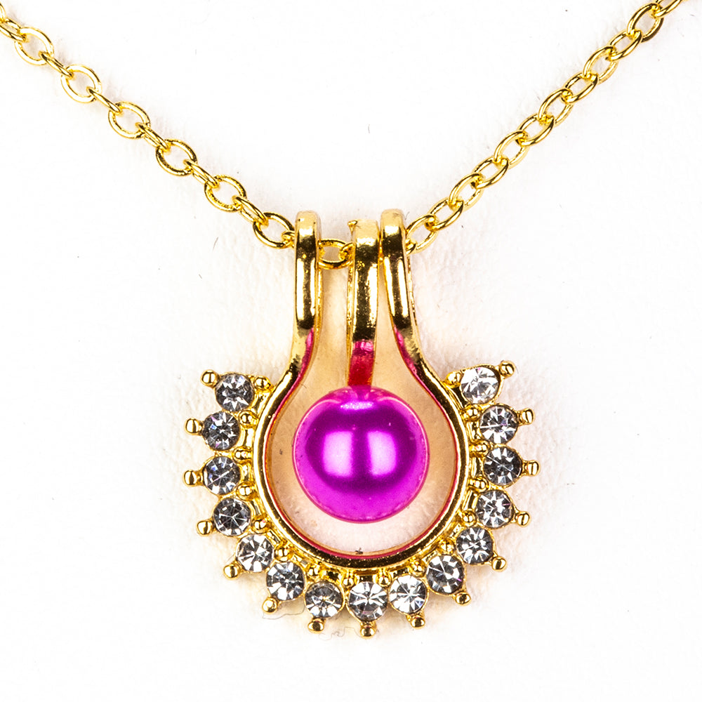 Pozlacená slitina - Sada s Bílou Sladkovodní Perlou a Bílým Emporia® Křišťálem - Karátové číslo: 3.41. přibližná hmotnost: 10 gramů ( Náhrdelník+Náušnice+Přívěsek )