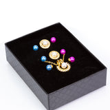 Pozlacená slitina - Sada s Bílou Sladkovodní Perlou a Bílým Emporia® Křišťálem - Karátové číslo: 3.41. přibližná hmotnost: 10 gramů ( Náhrdelník+Náušnice+Přívěsek )