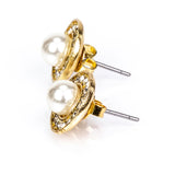 Pozlacená slitina - Sada s Bílou Sladkovodní Perlou a Bílým Emporia® Křišťálem - Karátové číslo: 3.41. přibližná hmotnost: 10 gramů ( Náhrdelník+Náušnice+Přívěsek )