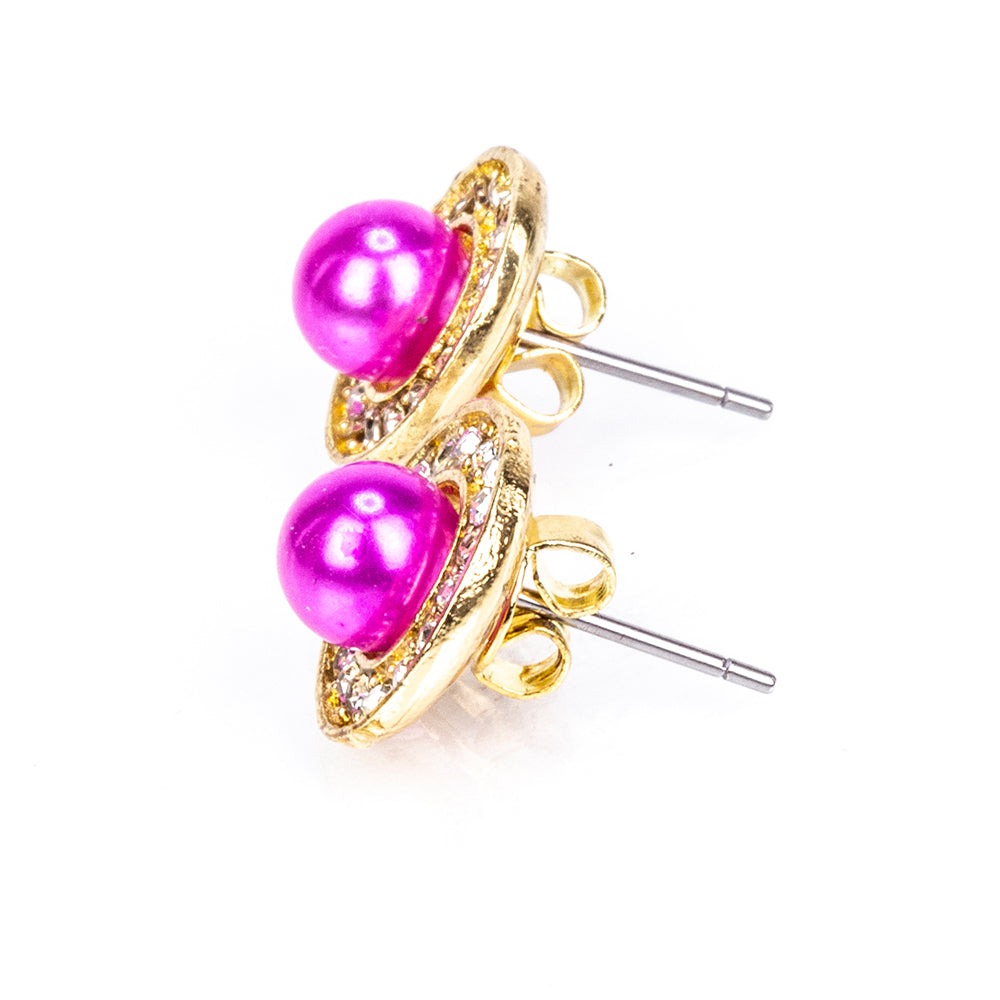 Pozlacená slitina - Sada s Bílou Sladkovodní Perlou a Bílým Emporia® Křišťálem - Karátové číslo: 3.41. přibližná hmotnost: 10 gramů ( Náhrdelník+Náušnice+Přívěsek )