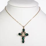 Pozlacená slitina - Náhrdelník se Zeleným Emporia® Křišťálem a Bílým Emporia® Křišťálem - Karátové číslo: 11.8. přibližná hmotnost: 9.5 gramů