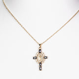 Kříž Pozlacený Slitinový Náhrdelník se Safírem a Bílým Emporia® Křišťálem ( Náhrdelník+Přívěsek )