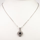 Pozlacená slitina Sada se Safírem a Bílým Emporia® Křišťálem - Karátové číslo: 2.47. přibližná hmotnost: 10 gramů ( Náhrdelník+Náušnice+Přívěsek )