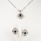 Pozlacená slitina Sada se Safírem a Bílým Emporia® Křišťálem - Karátové číslo: 2.47. přibližná hmotnost: 10 gramů ( Náhrdelník+Náušnice+Přívěsek )