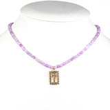 Korále Náhrdelník s Levandulovým Křemenem a Bílým Emporia® Křišťálem - Karátové číslo: 28.15. přibližná hmotnost: 16.25 gramů ( Náhrdelník+Přívěsek )