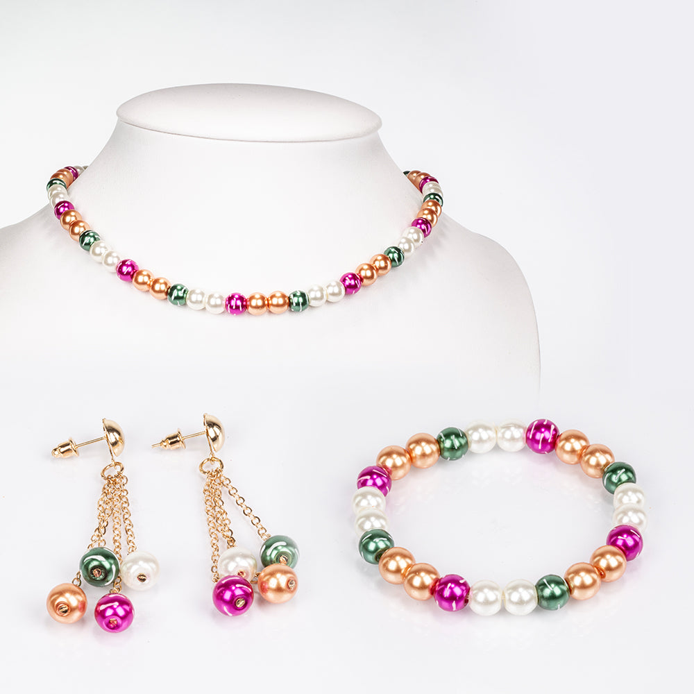 Pozlacená slitina Sada  - Karátové číslo: 322. přibližná hmotnost: 65 gramů ( Náhrdelník+Náušnice+Náramek )